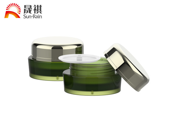 Πράσινα διπλοτειχισμένα πλαστικά βάζα PMMA 15g 30g 50g γύρω από το καλλυντικό βάζο SR-2302