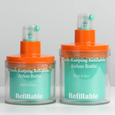 Ανανεώσιμο φρέσκο 30 ml 50 ml μπουκάλι αντλίας χωρίς αέρα για καλλυντική κρέμα με θερμή σφραγίδα και προσαρμοσμένο χρώμα